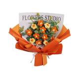 Maxbell Crochet Flowers Bouquet Durable Crochet Bouquet for Cafe Anniversary Holiday Orange
