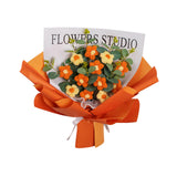 Maxbell Crochet Flowers Bouquet Durable Crochet Bouquet for Cafe Anniversary Holiday Orange