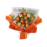 Maxbell Crochet Flowers Bouquet Durable Crochet Bouquet for Cafe Anniversary Holiday Orange