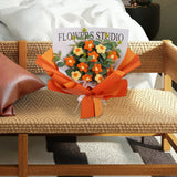 Maxbell Crochet Flowers Bouquet Durable Crochet Bouquet for Cafe Anniversary Holiday Orange