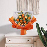 Maxbell Crochet Flowers Bouquet Durable Crochet Bouquet for Cafe Anniversary Holiday Orange