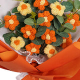 Maxbell Crochet Flowers Bouquet Durable Crochet Bouquet for Cafe Anniversary Holiday Orange