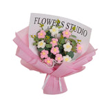 Maxbell Crochet Flowers Bouquet Durable Crochet Bouquet for Cafe Anniversary Holiday Pink