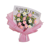 Maxbell Crochet Flowers Bouquet Durable Crochet Bouquet for Cafe Anniversary Holiday Pink