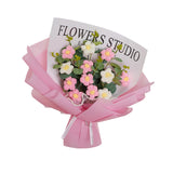 Maxbell Crochet Flowers Bouquet Durable Crochet Bouquet for Cafe Anniversary Holiday Pink