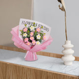 Maxbell Crochet Flowers Bouquet Durable Crochet Bouquet for Cafe Anniversary Holiday Pink