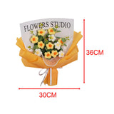 Maxbell Crochet Flowers Bouquet Durable Crochet Bouquet for Cafe Anniversary Holiday Yellow