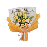 Maxbell Crochet Flowers Bouquet Durable Crochet Bouquet for Cafe Anniversary Holiday Yellow