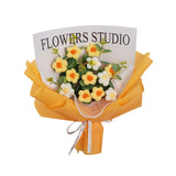 Maxbell Crochet Flowers Bouquet Durable Crochet Bouquet for Cafe Anniversary Holiday Yellow