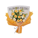 Maxbell Crochet Flowers Bouquet Durable Crochet Bouquet for Cafe Anniversary Holiday Yellow