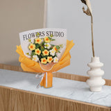Maxbell Crochet Flowers Bouquet Durable Crochet Bouquet for Cafe Anniversary Holiday Yellow
