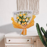Maxbell Crochet Flowers Bouquet Durable Crochet Bouquet for Cafe Anniversary Holiday Yellow
