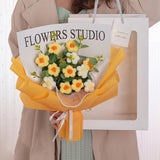 Maxbell Crochet Flowers Bouquet Durable Crochet Bouquet for Cafe Anniversary Holiday Yellow
