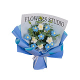 Maxbell Crochet Flowers Bouquet Durable Crochet Bouquet for Cafe Anniversary Holiday Blue