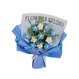 Maxbell Crochet Flowers Bouquet Durable Crochet Bouquet for Cafe Anniversary Holiday Blue