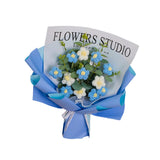 Maxbell Crochet Flowers Bouquet Durable Crochet Bouquet for Cafe Anniversary Holiday Blue