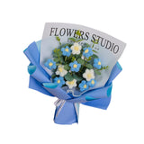 Maxbell Crochet Flowers Bouquet Durable Crochet Bouquet for Cafe Anniversary Holiday Blue