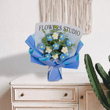 Maxbell Crochet Flowers Bouquet Durable Crochet Bouquet for Cafe Anniversary Holiday Blue