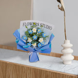 Maxbell Crochet Flowers Bouquet Durable Crochet Bouquet for Cafe Anniversary Holiday Blue