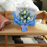 Maxbell Crochet Flowers Bouquet Durable Crochet Bouquet for Cafe Anniversary Holiday Blue