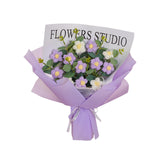 Maxbell Crochet Flowers Bouquet Durable Crochet Bouquet for Cafe Anniversary Holiday Violet