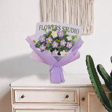 Maxbell Crochet Flowers Bouquet Durable Crochet Bouquet for Cafe Anniversary Holiday Violet
