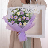 Maxbell Crochet Flowers Bouquet Durable Crochet Bouquet for Cafe Anniversary Holiday Violet