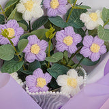 Maxbell Crochet Flowers Bouquet Durable Crochet Bouquet for Cafe Anniversary Holiday Violet