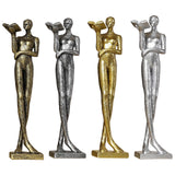 Maxbell Book Reader Statue Humanoid Figurines for Housewarming Bookshelf Living Room Antique Aureate