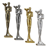 Maxbell Book Reader Statue Humanoid Figurines for Housewarming Bookshelf Living Room Antique Aureate