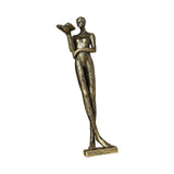Maxbell Book Reader Statue Humanoid Figurines for Housewarming Bookshelf Living Room Antique Aureate
