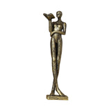 Maxbell Book Reader Statue Humanoid Figurines for Housewarming Bookshelf Living Room Antique Aureate