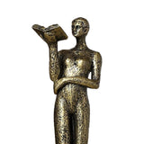 Maxbell Book Reader Statue Humanoid Figurines for Housewarming Bookshelf Living Room Antique Aureate