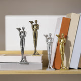 Maxbell Book Reader Statue Humanoid Figurines for Housewarming Bookshelf Living Room Antique Argent