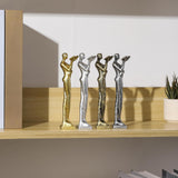 Maxbell Book Reader Statue Humanoid Figurines for Housewarming Bookshelf Living Room Antique Argent