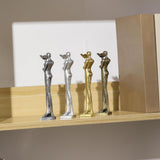 Maxbell Book Reader Statue Humanoid Figurines for Housewarming Bookshelf Living Room Antique Argent