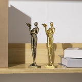 Maxbell Book Reader Statue Humanoid Figurines for Housewarming Bookshelf Living Room Antique Argent