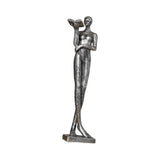 Maxbell Book Reader Statue Humanoid Figurines for Housewarming Bookshelf Living Room Antique Argent