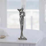 Maxbell Book Reader Statue Humanoid Figurines for Housewarming Bookshelf Living Room Antique Argent