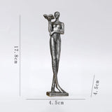 Maxbell Book Reader Statue Humanoid Figurines for Housewarming Bookshelf Living Room Antique Argent