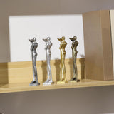 Maxbell Book Reader Statue Humanoid Figurines for Housewarming Bookshelf Living Room Aureate