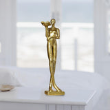 Maxbell Book Reader Statue Humanoid Figurines for Housewarming Bookshelf Living Room Aureate