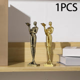 Maxbell Book Reader Statue Humanoid Figurines for Housewarming Bookshelf Living Room Aureate