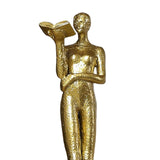 Maxbell Book Reader Statue Humanoid Figurines for Housewarming Bookshelf Living Room Aureate