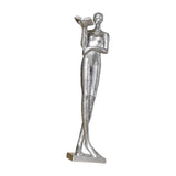 Maxbell Book Reader Statue Humanoid Figurines for Housewarming Bookshelf Living Room Argent