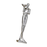 Maxbell Book Reader Statue Humanoid Figurines for Housewarming Bookshelf Living Room Argent