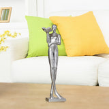 Maxbell Book Reader Statue Humanoid Figurines for Housewarming Bookshelf Living Room Argent