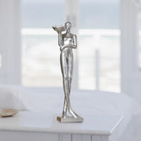 Maxbell Book Reader Statue Humanoid Figurines for Housewarming Bookshelf Living Room Argent