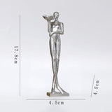 Maxbell Book Reader Statue Humanoid Figurines for Housewarming Bookshelf Living Room Argent