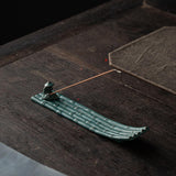 Maxbell Incense Holder Fisherman Raft Boat Incense Burner for Meditation Bedroom SPA Green